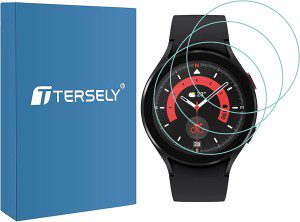 T Tersely (3 Pack) 9H Hardness Tempered Glass Screen Protector for Samsung Galaxy Watch 5 Pro (45MM), Screen Protector Film Guard for Samsung Watch 5Pro