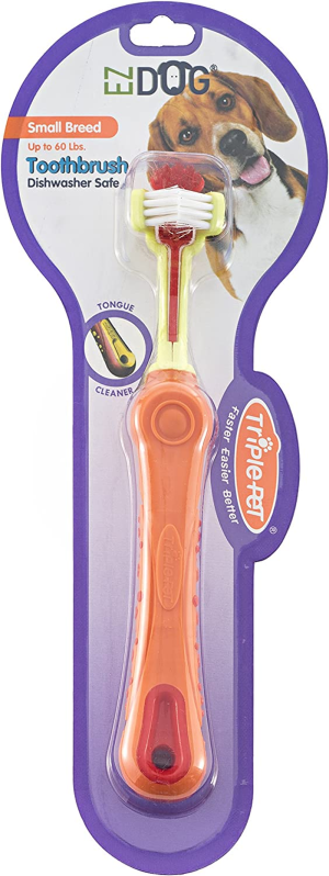 Triple-Pet Toothbrush for Small Breed Dogs,