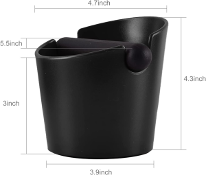 Coffee Grind Bin, Proxima Direct 4.8 Inch Espresso Knock Box Dump Bin Waste Bin with Removable Knock Bar and Non-Slip Base (Black)