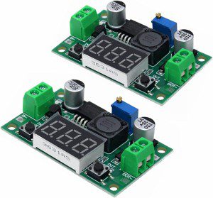 DIGISHUO 2Pcs LM2596 Adjustable Voltage Regulator 4.0-40V to 1.25-37V DC 36V to 24V to 12V to 5V Variable Volt Power Supply Car Motor Buck Step down Converter with Red Voltmeter Display