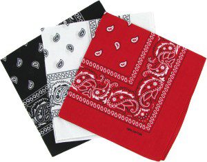 Cotton Paisley Bandana Scarf Headband 3 Pack Red White Black