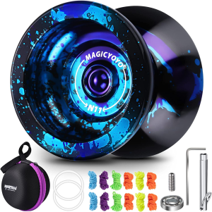 MAGICYOYO N11 Professional Unresponsive Yoyo, Dual Function Yoyo Alloy Metal Yoyo for Beginner Adults, Trick Yoyo with Flat Bearing + Axle + Bearing Removal Tool + Yoyo Storage Bag + 12 Yoyo Strings