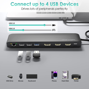 WAVLINK Triple Display Docking Station – USB-C Hub Adapter 12-In-1 with 85W Power Delivery Dock for PC, Max 4K@60Hz