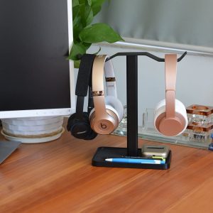 [Super Stable] Neetto HS908 Dual Headphones Stand for Desk, Aluminum Alloy & Metal Gaming Headsets Holder Hanger for Sennheiser, Sony, Audio-Technica, Bose, Beats, Akg, Display Mount