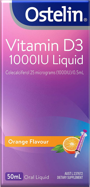 Ostelin Vitamin D 1000IU – D3 for Bone Health + Immune Support, 250 Capsules