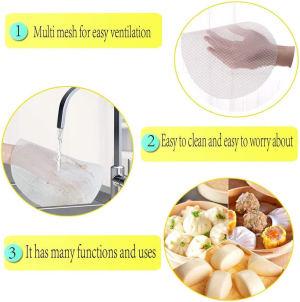 Idopick 10Pcs Kitchen Silicone Steamer Mesh 7.87In/20Cm Reusable Non-Stick Pad round Shape Dumplings Mat Steamed Buns Baking Pastry Dim Sum Mesh