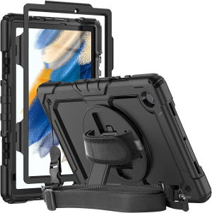 Herize Case Cover for Galaxy Tab A8 10.5 Inch 2022 with Pencil Holder&Screen Protector Tablet SM-X200 /SM-X205 Heavy Duty Rugged Protective Shockproof Case with Handle & Shoulder Strap for Kids