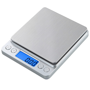 Small Digital Scale,1Kg/0.02G,Kitchen Scale,Food Scale,With Blue Backlit LCD Display, 6 Units, Auto Off, Tare, PCS Function, Stainless Steel, Battery Included,Soft Tape Included(150Cm)