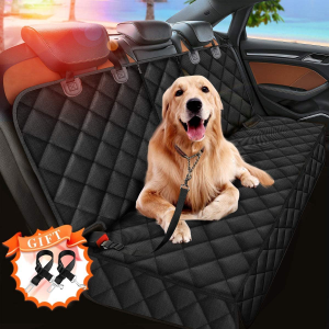 Upgraded Dog Car Seat Cover for Pets, 100% Waterproof Pet Dog Seat Cover Nonslip Bench Seat Covers Armrest Compatible for Back Seat Universal Size for Cars, Pickup Trucks, Suvs (2 Pet Seat Belts Gift)