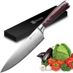 PAUDIN Nakiri Knife – 7″ Razor Sharp Meat Cleaver and Vegetable Kitchen Knife, High Carbon Stainless Steel, Multipurpose Asian Chef Knife for Home and Kitchen with Ergonomic Handle