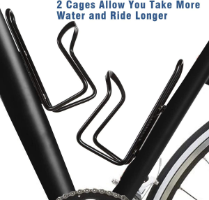 QUMOX 2X Water Bottle Cages Holder – Lightweight Alloy Aluminum for Bike Black