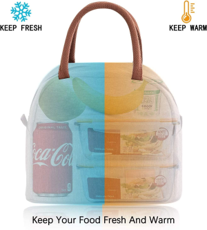 Insulated Lunch Bag Cooler Tote Lunch Box Light & Portable for Men Kids Women Work Travel Office School Picnic Food Storage Easy & Durable Leak Proof Hot Cold (Pink)