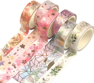 YUBX 27 Rolls Washi Tape Set,Foil Gold Skinny Decorative Masking Tape,8Mm/15Mm Wide Scrapbook Tape for DIY Craft Art Projects Bullet Journal Gift Wrapping