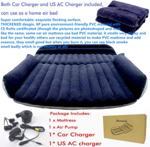 Berocia SUV Air Mattress, Thickened Car Bed Inflatable Home Air Mattress Portable Camping Outdoor Mattress, Flocking Surface, Fast Inflation (Mattress 1)