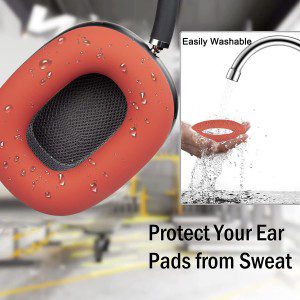 SOULWIT Silicone Ear Pads Cover Protector for Airpods Max Headphones Cushions, Sweatproof, Easily Washable, Rugged Durability – Red