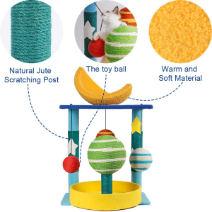 Cat Scratching Post, Mushroom Claw Scratcher Pole Natural Sisal Rope Scratching Board for Indoor Kitten Training Interactive Toys Activity Center Small Cats Tree Climbing Tower House Accessories (Cat Tower)