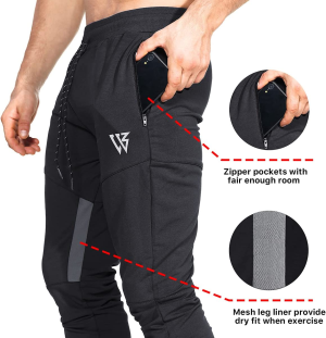 ZENWILL Mens Tapered Gym Joggers, Fitness Pants Casual Workout Track Pants with Zip Pockets