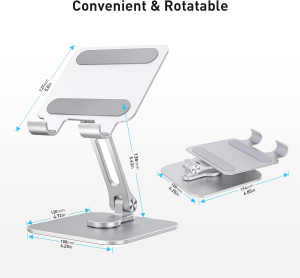 ULBRE Swivel Tablet Stand for Desk 360 ° Rotatable Foldable Aluminium Ipad Stand Holder for Any Ipad Pro Air Mini for Store POS Office Showcase Reception Kitchen Kiosk Desktop