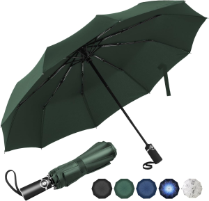 Sheyuinch Travel Umbrella Windproof- Automatic Open Close Folding Umbrella, Compact and Lightweight Rain Umbrellas with 10 Strong Ribs