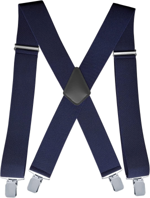 T Tersely 50Mm Extra Wide Heavy Duty 4 Buckles Stripe X Back Durable Elastic Adjustable Suspenders Strong Metal Clips Heavy Duty Men Braces