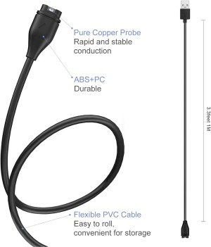 T Tersely [2-Pack] Charging Cable for Garmin Vivoactive 3 4 4S, 1M Charger for Venu 2 2S Instinct Fenix 7 7S 7X/6 6S 6X/5 5S 5X/Forerunner 255 255S 55 935/Approach S40 S42 S60/Venu Sq 2 2S/D2