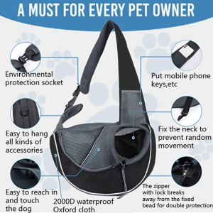 Pet Carrier Sling,Pet Dog Sling Breathable Mesh Hands-Free, Adjustable Shoulder Strap Messenger Handbag, Travel Tote Bag for Small Cats and Dogs