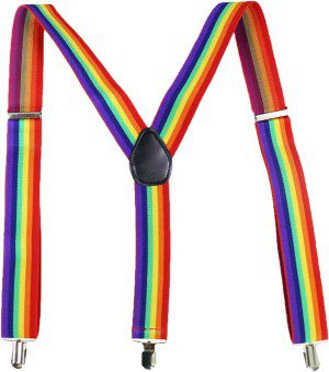 Lopsity Suspenders Straps Rainbow Bow Tie Set Adjustable Elastic Y Back Style Suspenders and Stylish Bowtie Necktie with Metal Clips Unisex for Party,Festivals