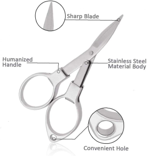 Stainless Steel Folding Retractable Safe, Portable Scissors Handmade Mini Sharp Scissors, for Travel School Office Crafts Home Camping Fishing Scissors Home Office, Safe Portable Scissors