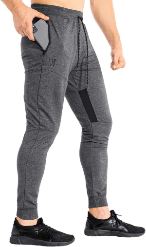 ZENWILL Mens Tapered Gym Joggers, Fitness Pants Casual Workout Track Pants with Zip Pockets