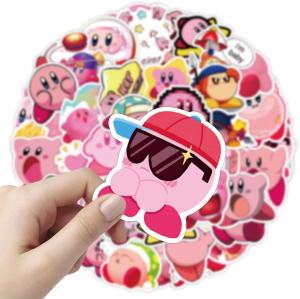 Kirby Stickers,100Pcs Anime Game Graffiti Vinyl Waterproof Decals for Water Bottles Computer Bicycle Skateboard Luggage Phone Pad Laptop Kids Teens Stickers Pack