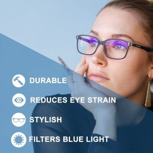 Avatude Blue Light Filtering Glasses W/Hardcase | Lightweight, Non-Prescription, Anti-Eyestrain from Computer Gaming, Tablet, TV, Phone | for Men & Women | Clifton