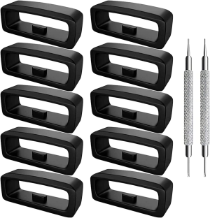 T Tersely (10 Pack) 22Mm Watch Band Strap Loops Fastener Ring for Garmin Forerunner 945/935/630/235/735Xt/Fenix 5 Bands Silicone Holder Loop with 2Pcs Removable Tool, Replacement Secure Rings