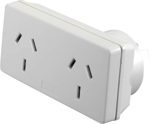 HPM D2/2WE Left and Right Extend 10A 2400W Double Adaptor 2-Pieces, White