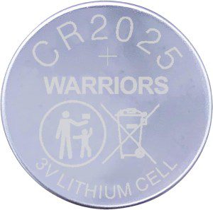 Warriors 2025 CR2025 Coin Button Cell 3V 3 Volt Lithium Batteries 5X Retail Pack Compliant with Coin Battery Safety Standards 2020