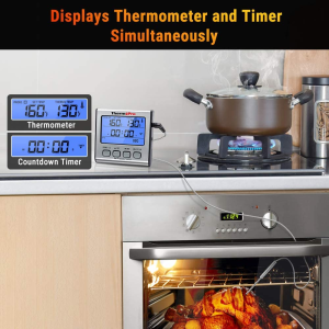 Thermopro TP17 Digital Meat Thermometer with Dual Temperature Probe Large Backlight LCD Food Thermometer with Timer for Kitchen Oven BBQ Cooking Thermometer