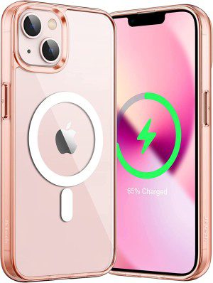 Jetech Magnetic Case for Iphone 13 6.1-Inch Compatible with Magsafe Wireless Charging, Shockproof Phone Bumper Cover, Anti-Scratch Clear Back (Clear)