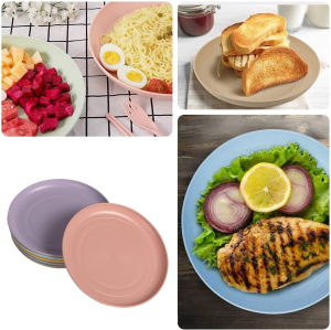 WANBY Lightweight Wheat Straw Plates Unbreakable Dinner Dishes Plates Set Dishwasher & Microwave Safe (Small 6 Pack 5.9′)