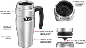 Thermos Stainless King Insulated Travel Mug, 470Ml, Stainless Steel, SK1000ST4AUS