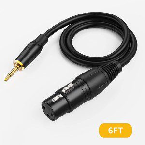 Cablecreation 3.5Mm (1/8 Inch) Stereo Male to XLR Female Cable, 6 Feet/Black