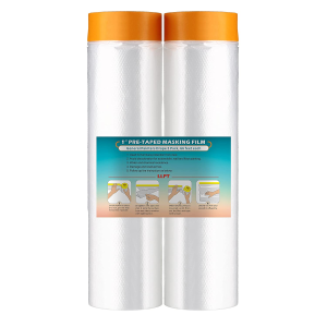 LLPT Tape and Drape Pre-Taped Masking Film 106.3”(Unfolded) X 66 Ft Each 2 Pack General Painters Plastic Drop Cloth for Auto Wall Furniture Painting Spraying from Dust Contamination (MFT2702)