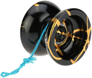 MAGICYOYO N11 Professional Unresponsive Yoyo N11 Alloy Aluminum Yoyo Ball (Black with Golden) with Bag, Glove, 12 Yoyo Strings and Responsive Yoyo Bearing Kit for Dual Purpose Use