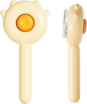 Emanya Dog & Cat Hair Brush Self-Cleaning Slicker Brush for Shedding and Grooming Loose, Pet Brush for Short and Long Haired Dogs, Cats, Rabbits & More, Dogs Combs, Deshedding Tool (Yellow)