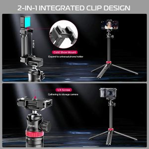 ULANZI MT-44 Extendable Phone Tripod, 44″ Selfie Stick Phone Vlog Tripod Stand with 2 in 1 Phone Clip, 360° Ball Head Camera Tripod for Iphone Sony Canon Gopro, Lightweight for Travel