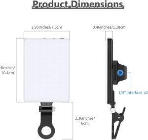 NEEWER LED Selfie Light with Front & Back Phone Clip, High Power 60 LED 2000Mah Rechargeable CRI 95+, 3 Light Modes, Portable Clip on Light for Phone/Tablet/Laptop, Zoom Call Tiktok Video Fill Light