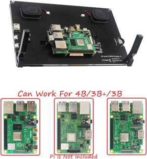 DIGISHUO 10″ HDMI IPS LCD Touch Display 1024*600 Screen+Dedicated Holder +HDMI Connector+Speakers Kit for Raspberry Pi 4B 3B 2B,PC, Supports Windows 10/8.1/8/7 (10″ IPS 1024*600 Touch Screen+Case+Speaker)