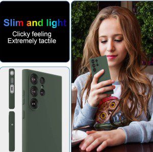 T Tersely Liquid Silicone Case for Samsung Galaxy S23 Ultra 5G (6.8-Inch), Suitable for Wireless Charger Shockproof & Scratch Soft Case Cover with Liquid Silicone Rubber Skin, Green