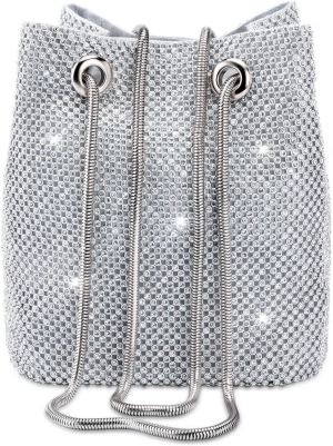 Women Rhinestones Crystal Clutch Mini Evening Bags Bucket Bag Party Prom Wedding Small Shoulder Cross-Body Purses