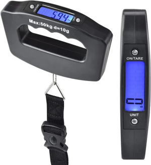 Digital Luggage Scales, 50Kg/110Lb Electronic Hanging Scales, Portable Digital Luggage Scale with Backlight Digital Display Travel, Handheld Style Suitcase Scales with Hook for Travel Outdoor Home Use