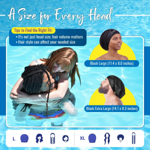 Long Hair Swim Cap | Swimming Caps for Women Men | Extra Large XL Waterproof Silicone | Dreadlocks Braids Afro Hair Extensions Weaves Dry Hair | Durable Adult Swim Hat | Open Water Swimming Pool