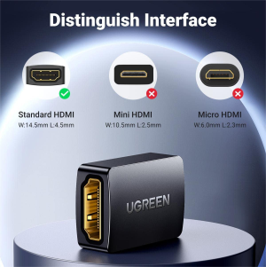 UGREEN 4K HDMI Extender, 4K@60Hz HDMI Coupler, HDMI 2.0 Female to Female Gold Plated Connector Supports UHD, 3D, HDR, HDCP, Ethernet, HDMI Adapter Compatible with DVD, Blu-Ray, TV, Soundbar, Monitor